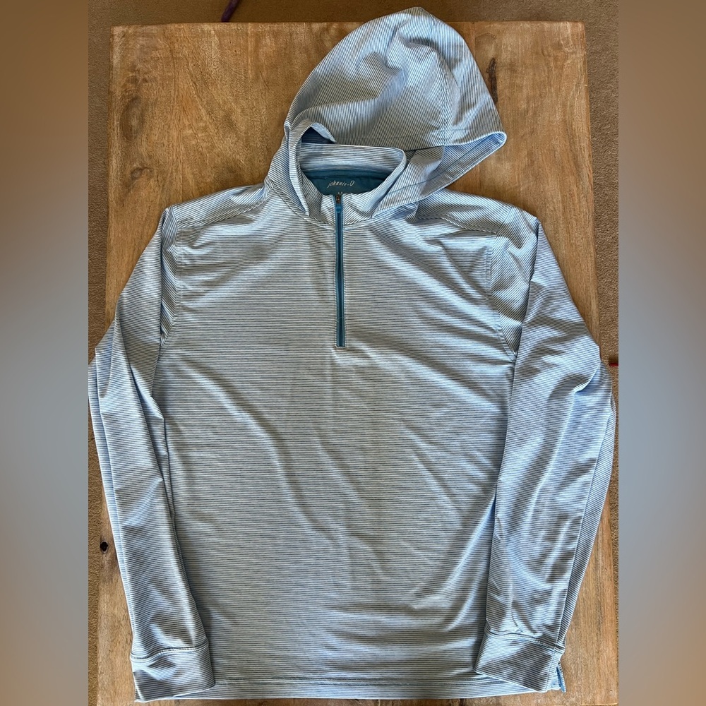 johnnie-O Light Blue Half‑Zip Hooded Pullover